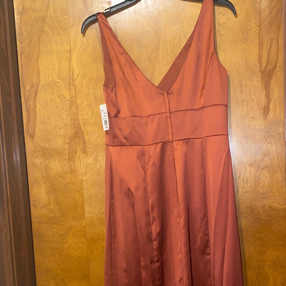 David's Bridal Rust Satin Maxi Dress - Picture 4 of 5